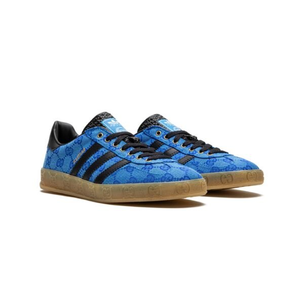 Arstore - Adidas Gazelle x Gucci GG Monogram Blu Unisex Sneakers - Blue
