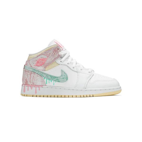 Arstore - Nike Air Jordan 1 Mid Paint Drip Sneakers da Bambino - Bianco - White