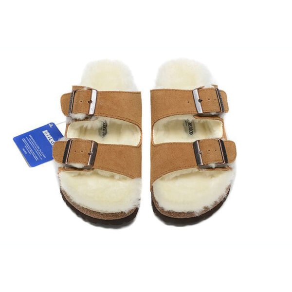 TCG - Birkenstock Arizona Shearling Sandali in Pelle Marrone Chiaro Unisex - Brown