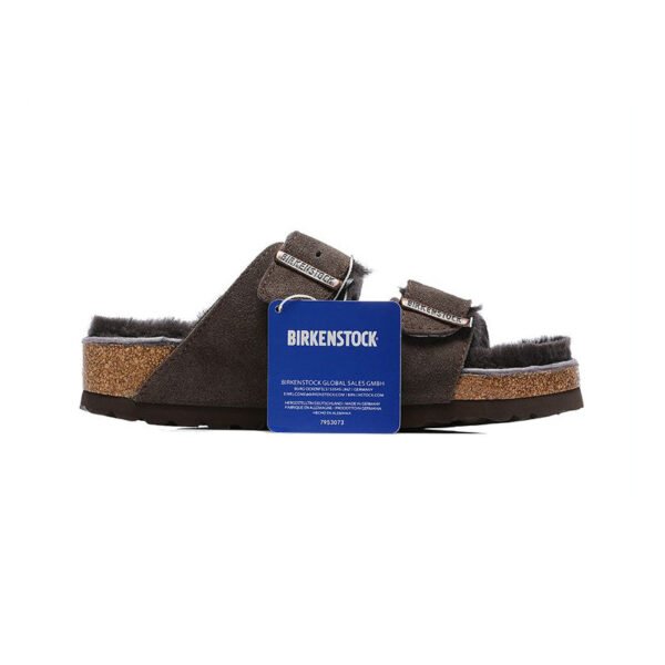 TCG - Birkenstock Arizona Shearling Sandali in Pelle Marrone Scuro Unisex - Brown
