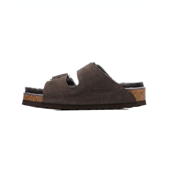 TCG - Birkenstock Arizona Shearling Sandali in Pelle Marrone Scuro Unisex - Brown