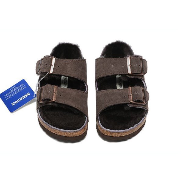 TCG - Birkenstock Arizona Shearling Sandali in Pelle Marrone Scuro Unisex - Brown