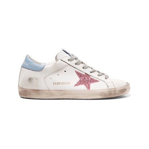 Golden Goose Super Star Sneakers Azzurro Stella Glitter Rossa Unisex