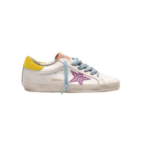Golden Goose Pure Star Sneakers Rosa Stella Glitterata e Giallo Unisex