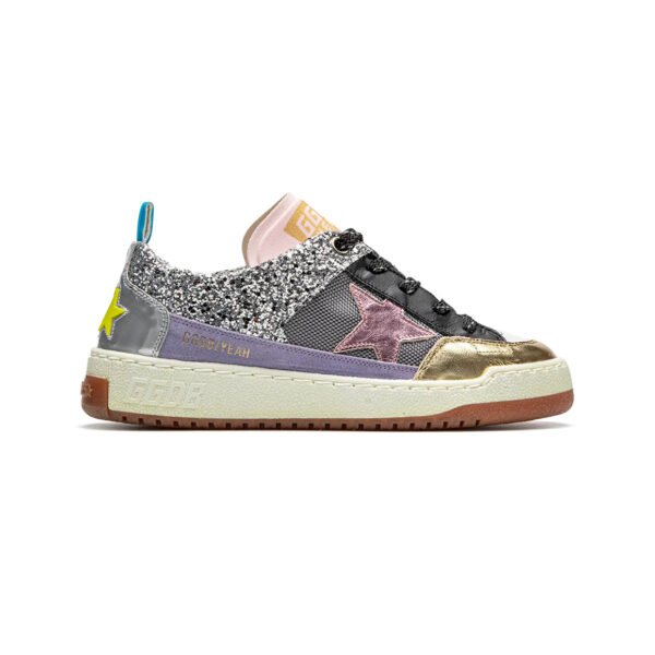 Golden Goose Sneakers Yeah Argento Stella Rosa in Pelle