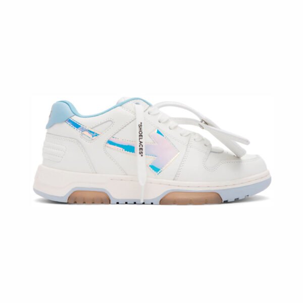 Arstore - Off-White Out Of Office Pelle Bianca Blu Iridescente Unisex Sneakers