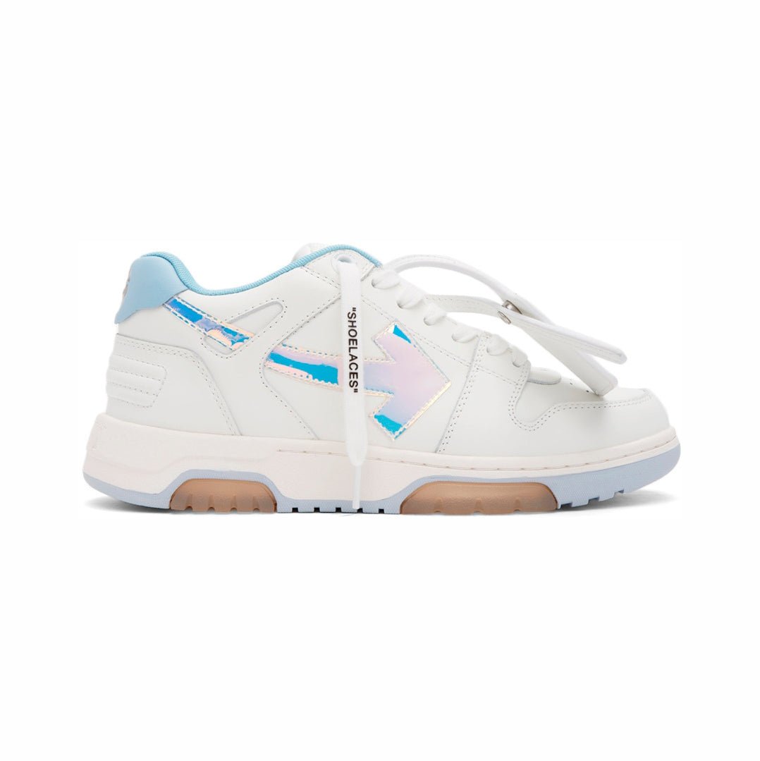 Arstore - Off-White Out Of Office Pelle Bianca Blu Iridescente Unisex Sneakers