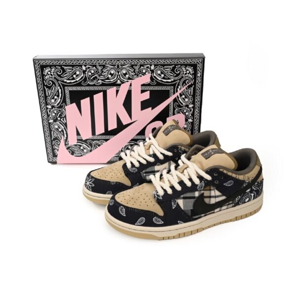 Arstore - Nike Dunk Low SB x Travis Scott Paisley Unisex Sneakers - Nero Scamosciato - Black