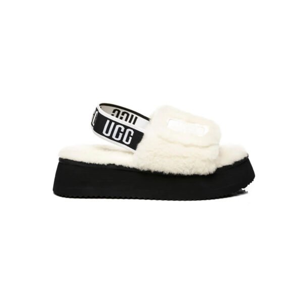 Arstore - UGG Ciabatta Disco Slide Pelliccia Bianca e Nera - Black