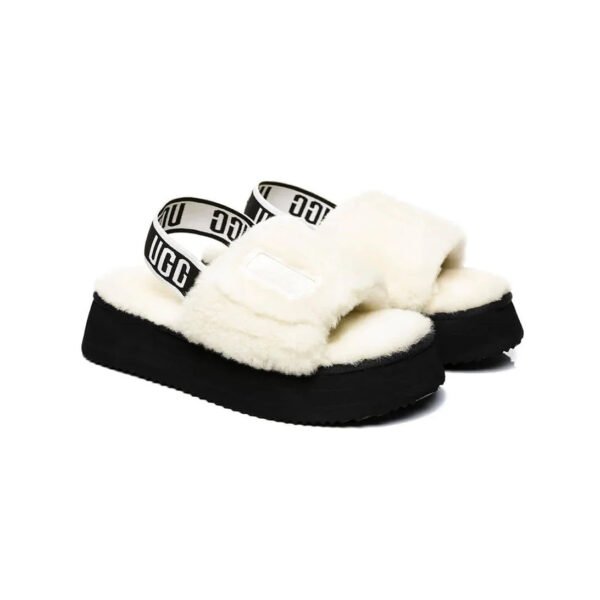 Arstore - UGG Ciabatta Disco Slide Pelliccia Bianca e Nera - Black