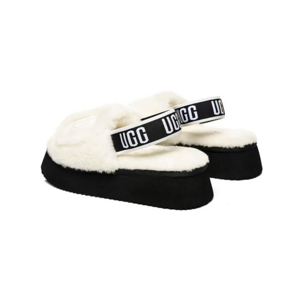 Arstore - UGG Ciabatta Disco Slide Pelliccia Bianca e Nera - Black